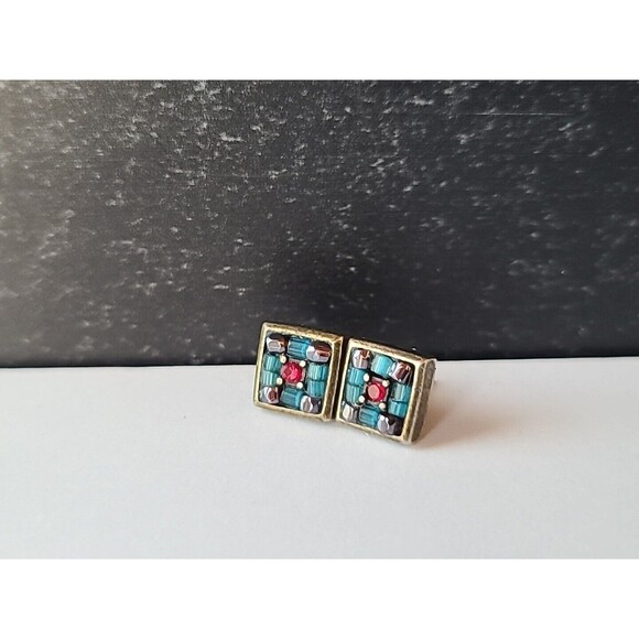 Vintage Nine West Beaded Square Shaped Stud Earrings - Picture 2 of 10